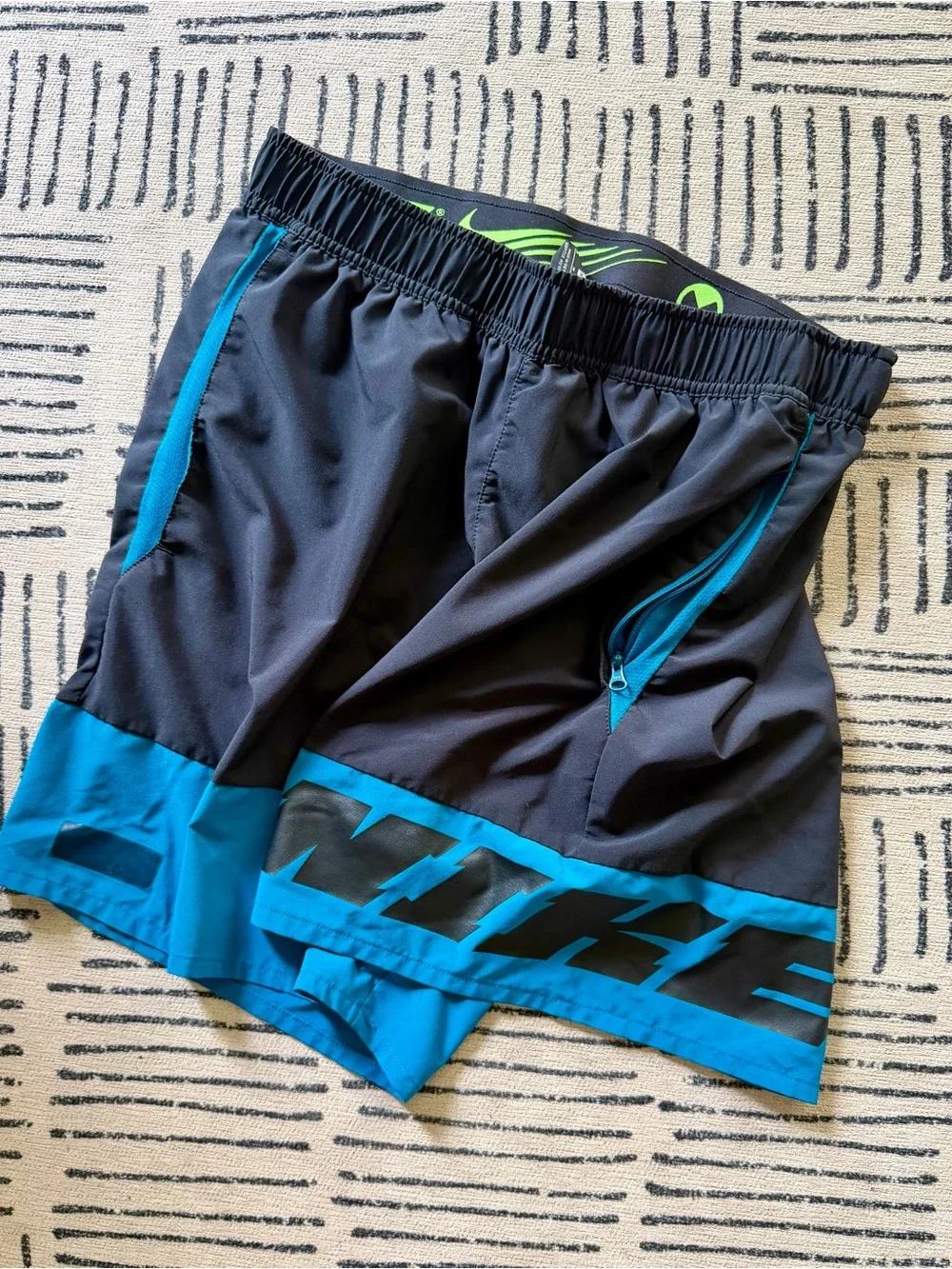Nike Black and Teal Athletic Shorts